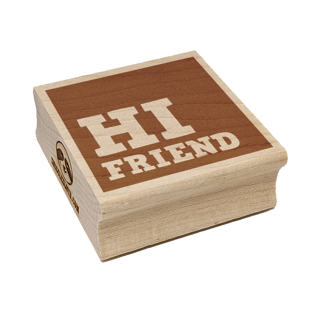 Hi Friend Reversed Text in Box Square Rubber Stamp for Stamping Crafting
