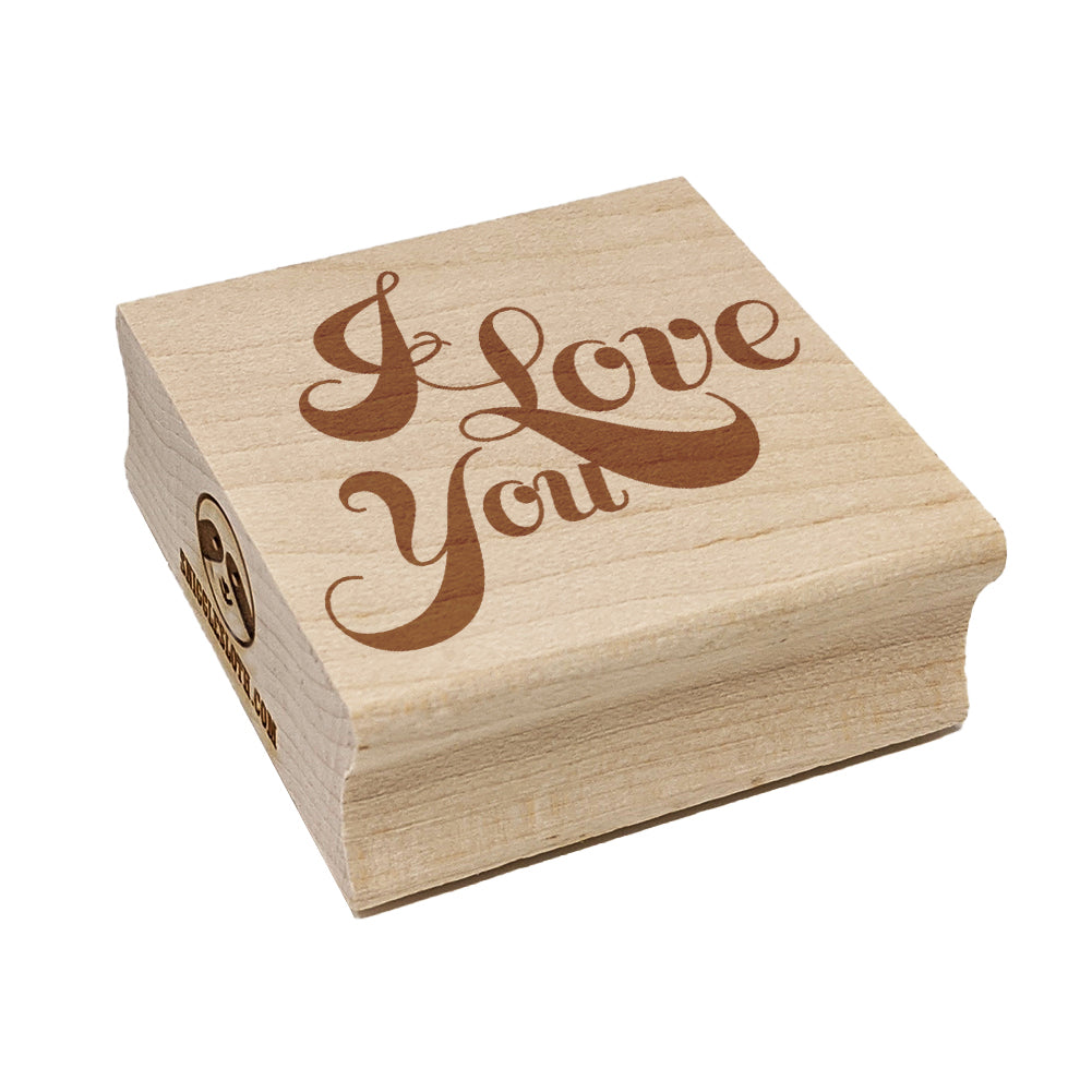 I Love You Elegant Text Square Rubber Stamp for Stamping Crafting
