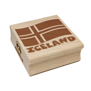 Iceland with Waving Flag Cute Square Rubber Stamp for Stamping Crafting