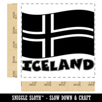 Iceland with Waving Flag Cute Square Rubber Stamp for Stamping Crafting