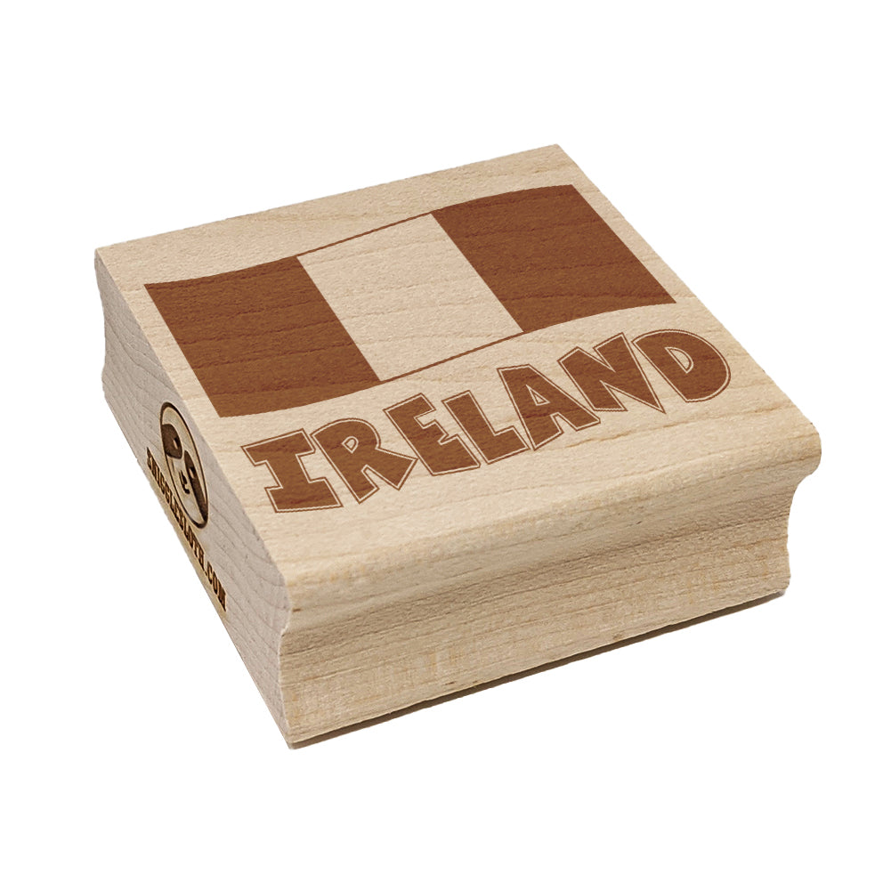 Ireland with Waving Flag Cute Square Rubber Stamp for Stamping Crafting