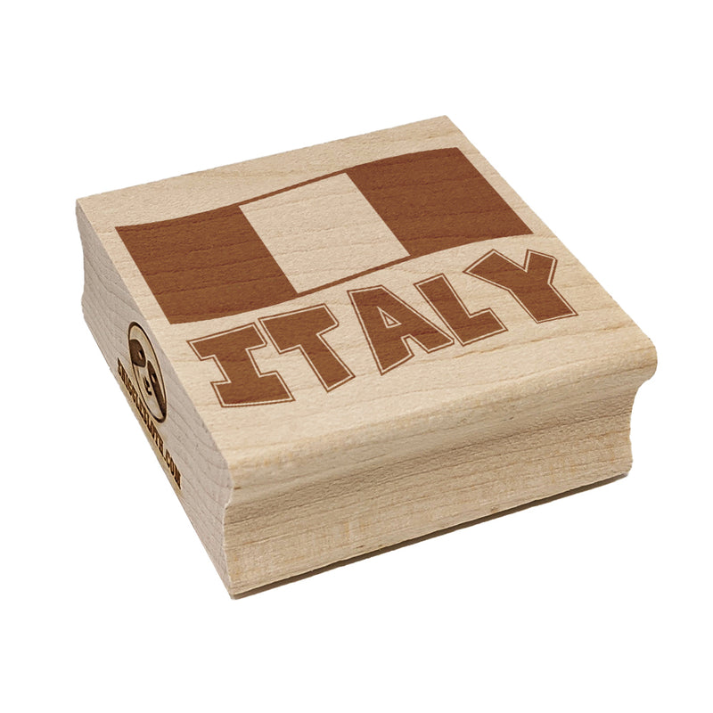 Italy with Waving Flag Cute Square Rubber Stamp for Stamping Crafting