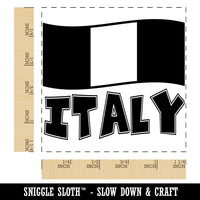 Italy with Waving Flag Cute Square Rubber Stamp for Stamping Crafting