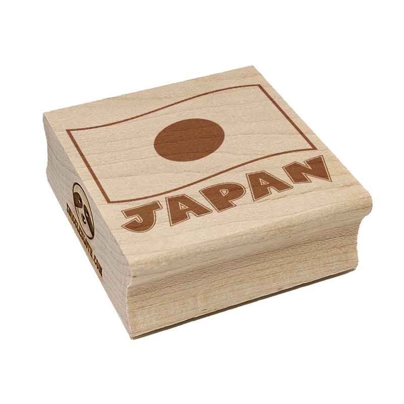 Japan with Waving Flag Cute Square Rubber Stamp for Stamping Crafting
