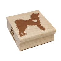 Japanese Akita Dog with Heart Square Rubber Stamp for Stamping Crafting