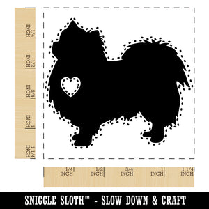 Long Coat Chihuahua Dog with Heart Square Rubber Stamp for Stamping Crafting