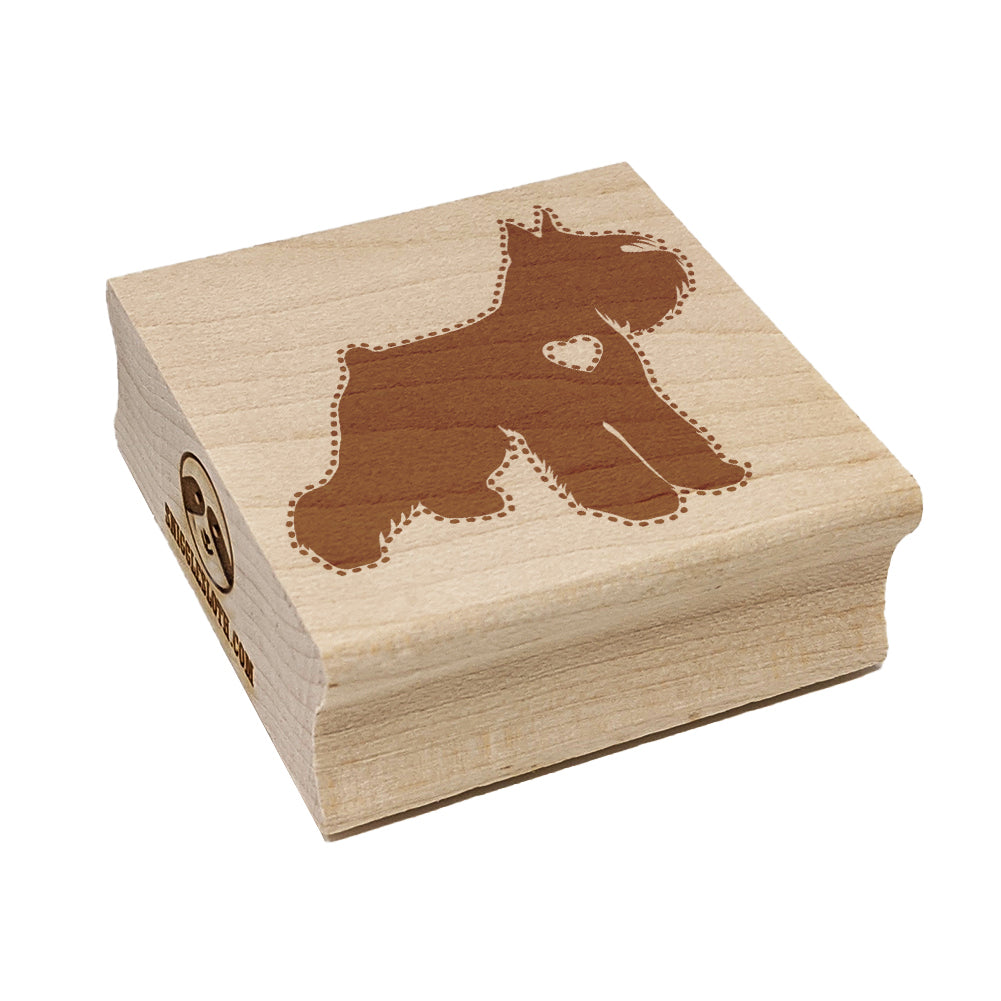 Miniature Schnauzer Dog with Heart Square Rubber Stamp for Stamping Crafting