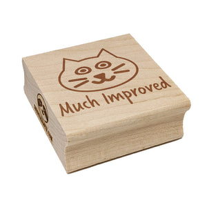 Much Improved Happy Cat Face Teacher Motivation Square Rubber Stamp for Stamping Crafting