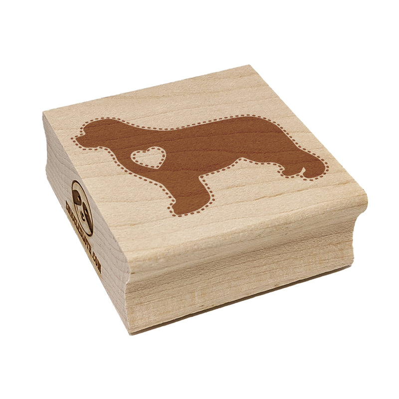 Newfoundland Dog with Heart Square Rubber Stamp for Stamping Crafting