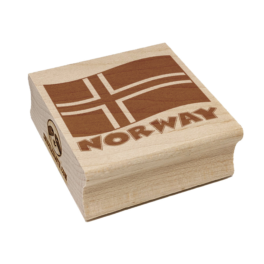 Norway with Waving Flag Cute Square Rubber Stamp for Stamping Crafting