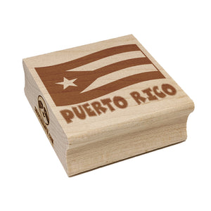 Puerto Rico with Waving Flag Cute Square Rubber Stamp for Stamping Crafting