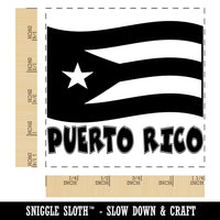 Puerto Rico with Waving Flag Cute Square Rubber Stamp for Stamping Crafting