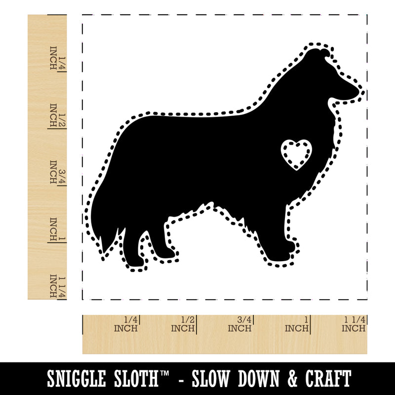 Rough Collie Dog with Heart Square Rubber Stamp for Stamping Crafting