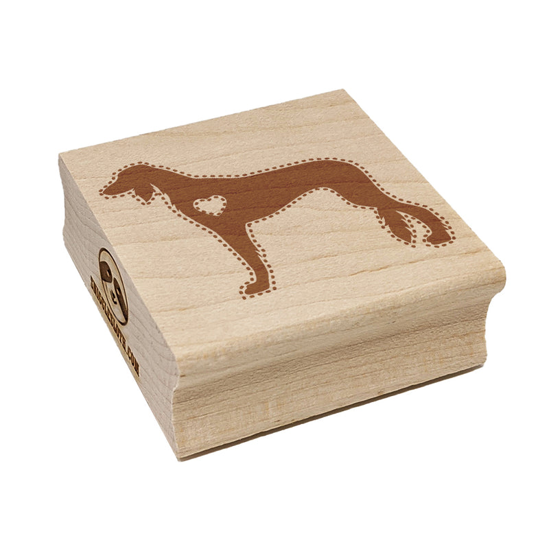 Saluki Dog with Heart Square Rubber Stamp for Stamping Crafting