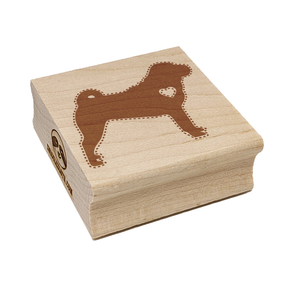 Shar-Pei Dog with Heart Square Rubber Stamp for Stamping Crafting