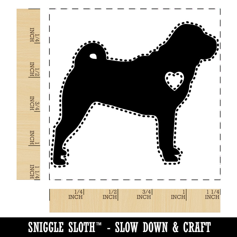 Shar-Pei Dog with Heart Square Rubber Stamp for Stamping Crafting