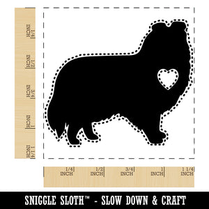 Shetland Sheepdog Sheltie Dog with Heart Square Rubber Stamp for Stamping Crafting