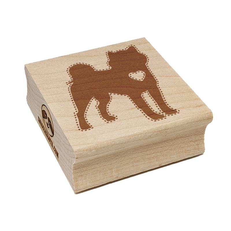 Shiba Inu Dog with Heart Square Rubber Stamp for Stamping Crafting