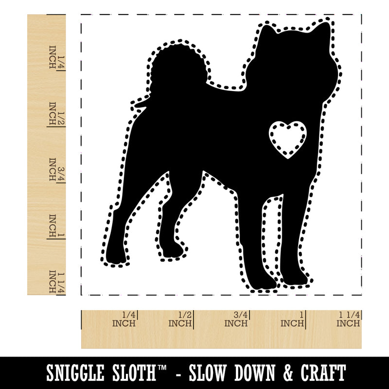 Shiba Inu Dog with Heart Square Rubber Stamp for Stamping Crafting