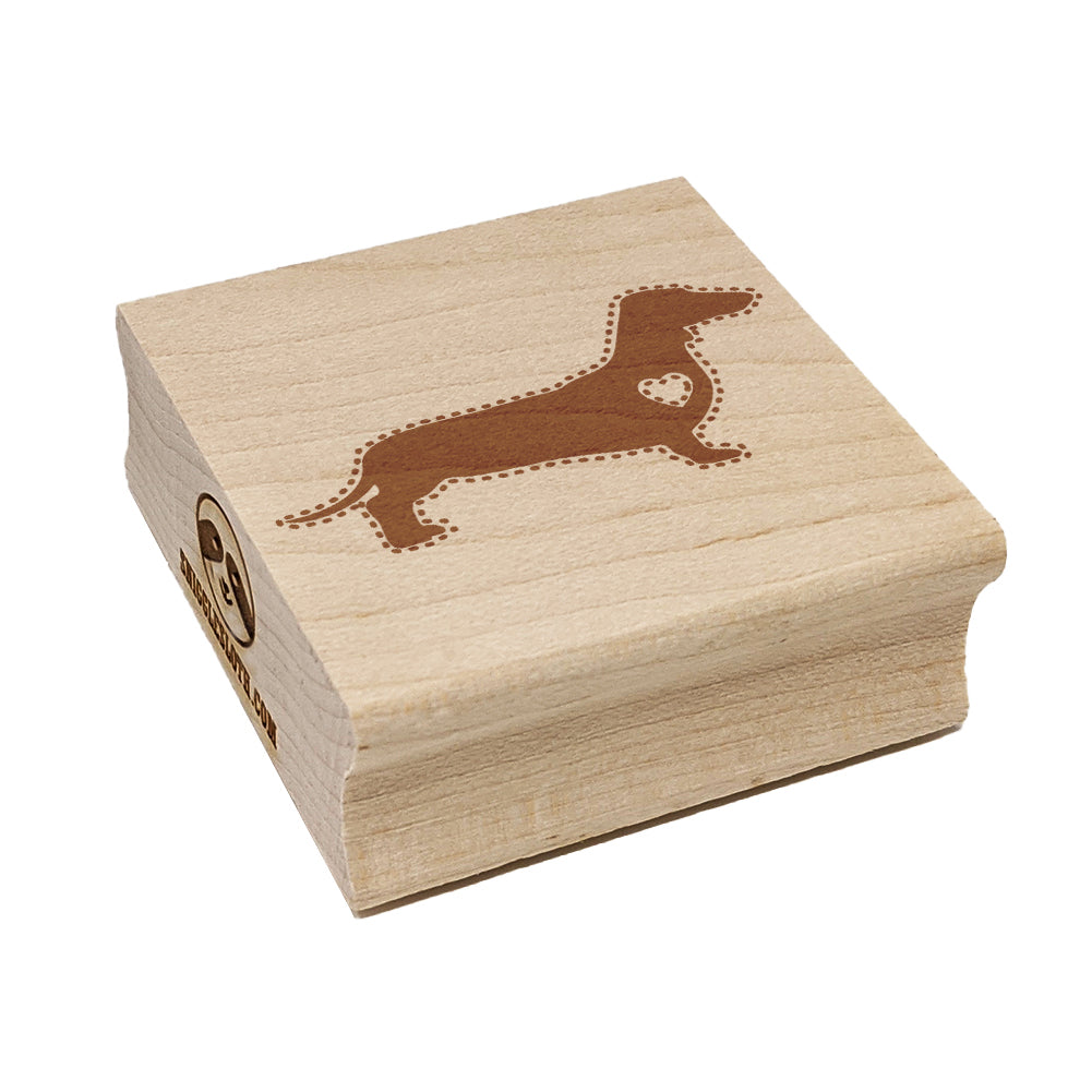 Smooth Haired Dachshund Dog with Heart Square Rubber Stamp for Stamping Crafting