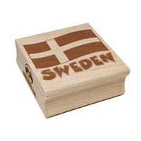 Sweden with Waving Flag Cute Square Rubber Stamp for Stamping Crafting