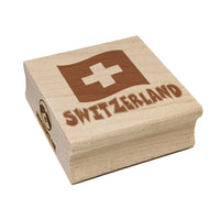 Switzerland with Waving Flag Cute Square Rubber Stamp for Stamping Crafting