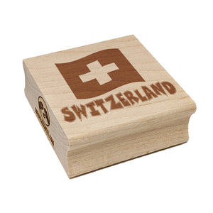 Switzerland with Waving Flag Cute Square Rubber Stamp for Stamping Crafting