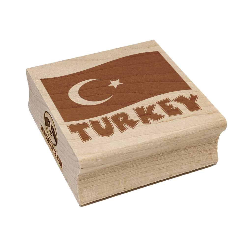 Turkey with Waving Flag Cute Square Rubber Stamp for Stamping Crafting