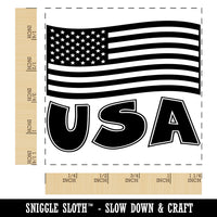 USA United States of America with Waving Flag Cute Square Rubber Stamp for Stamping Crafting