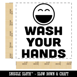 Wash Your Hands Happy Face Teacher Motivation Square Rubber Stamp for Stamping Crafting