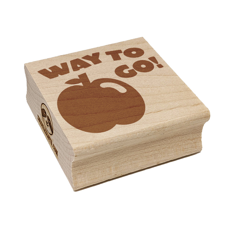 Way to Go with Apple Teacher Motivation Square Rubber Stamp for Stamping Crafting