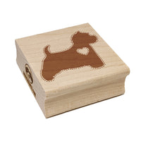 Westie West Highland White Terrier Dog with Heart Square Rubber Stamp for Stamping Crafting