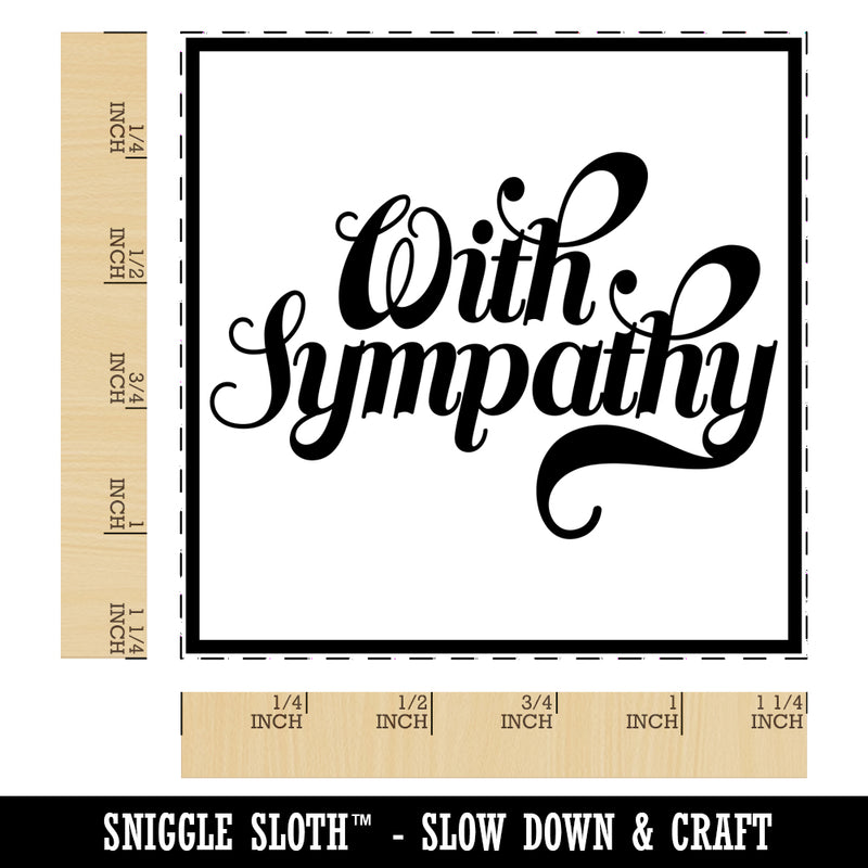 With Sympathy Elegant Text Square Rubber Stamp for Stamping Crafting