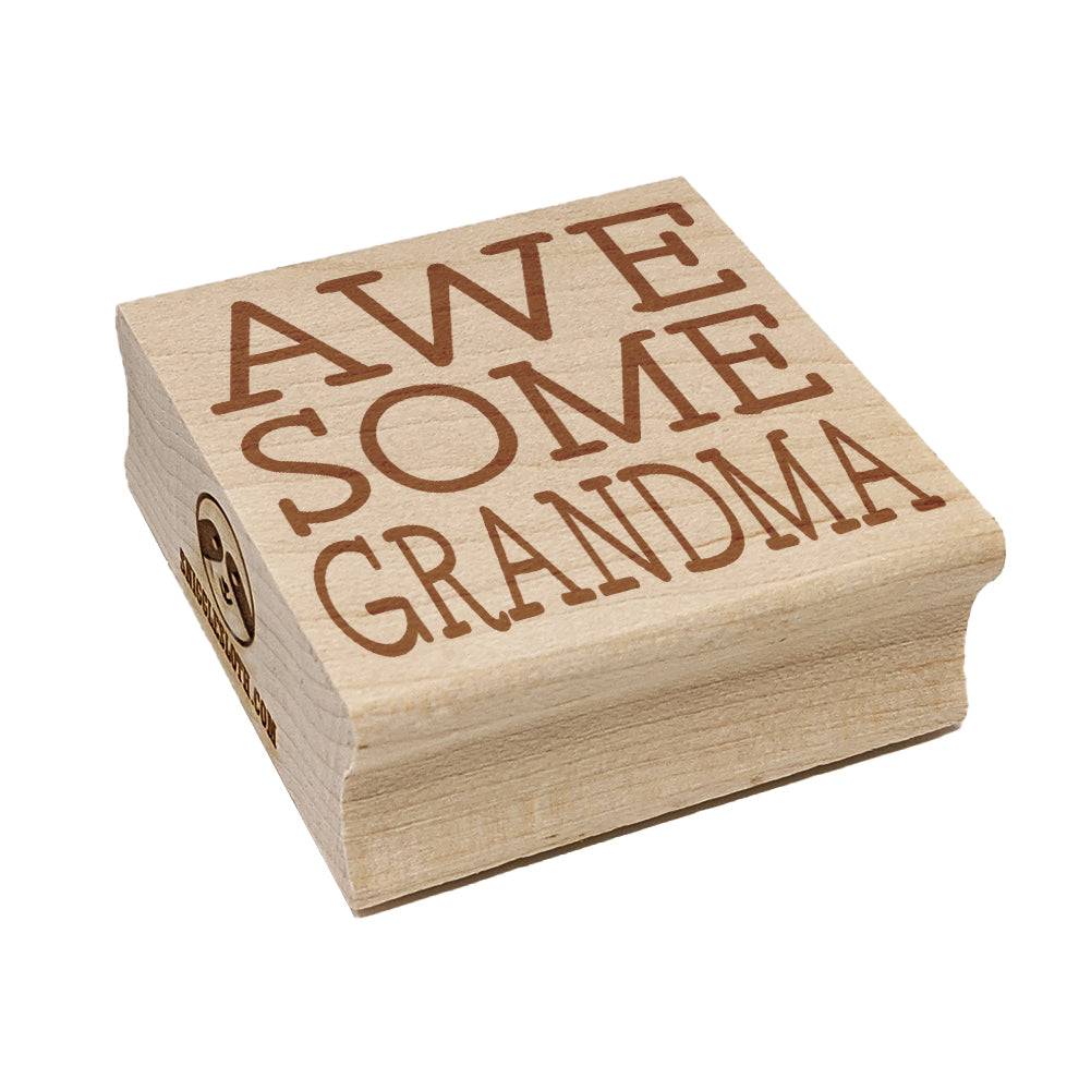 Awesome Grandma Fun Text Square Rubber Stamp for Stamping Crafting