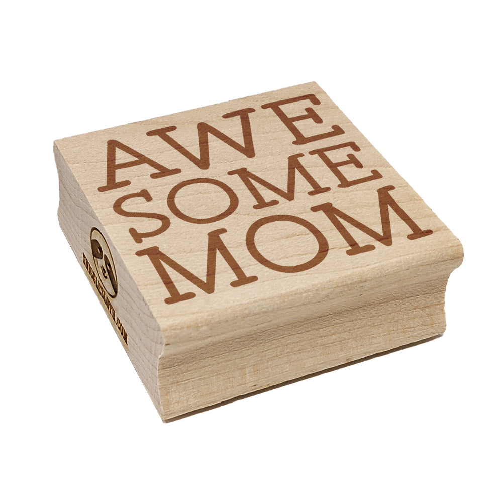 Awesome Mom Fun Text Mother Square Rubber Stamp for Stamping Crafting