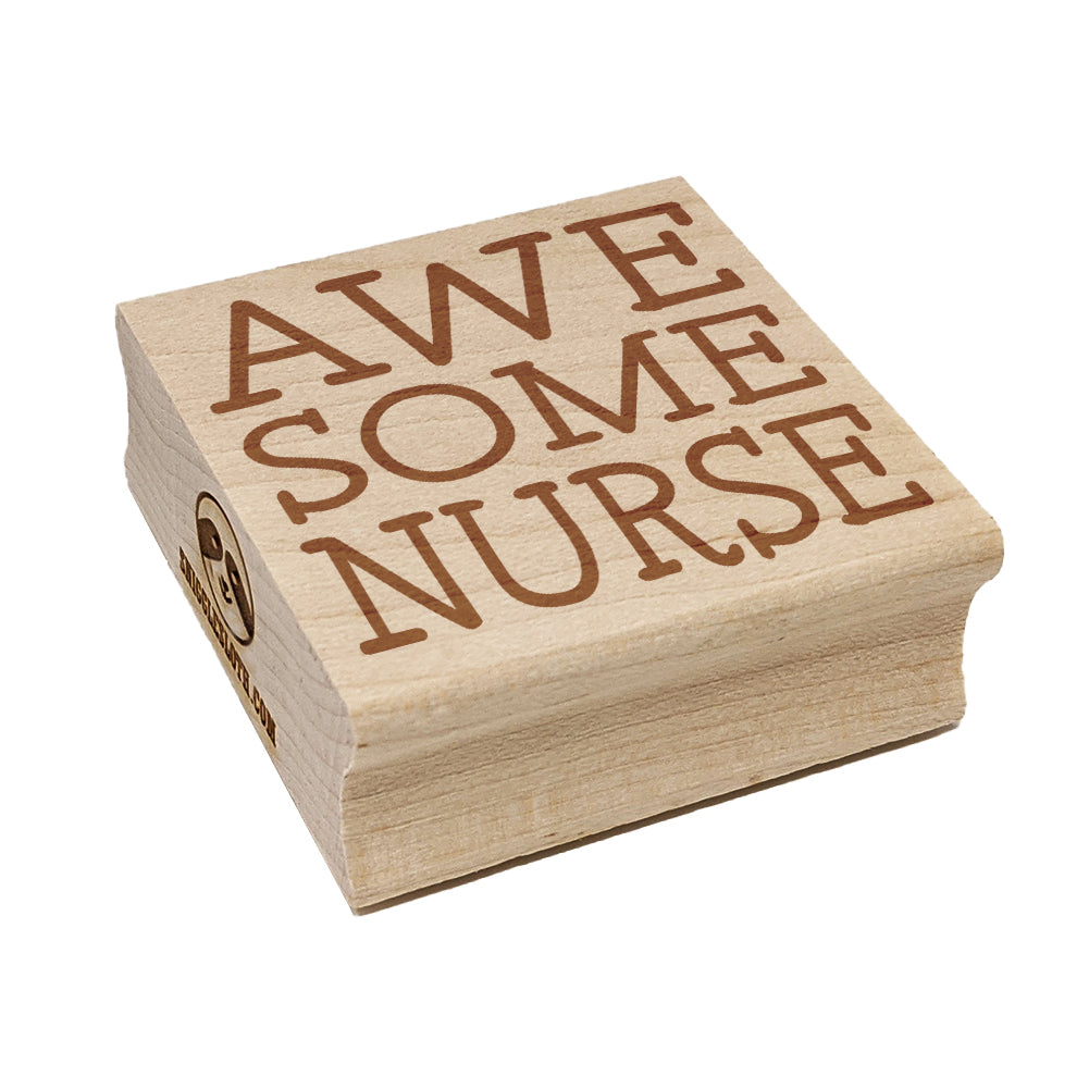 Awesome Nurse Fun Text Square Rubber Stamp for Stamping Crafting