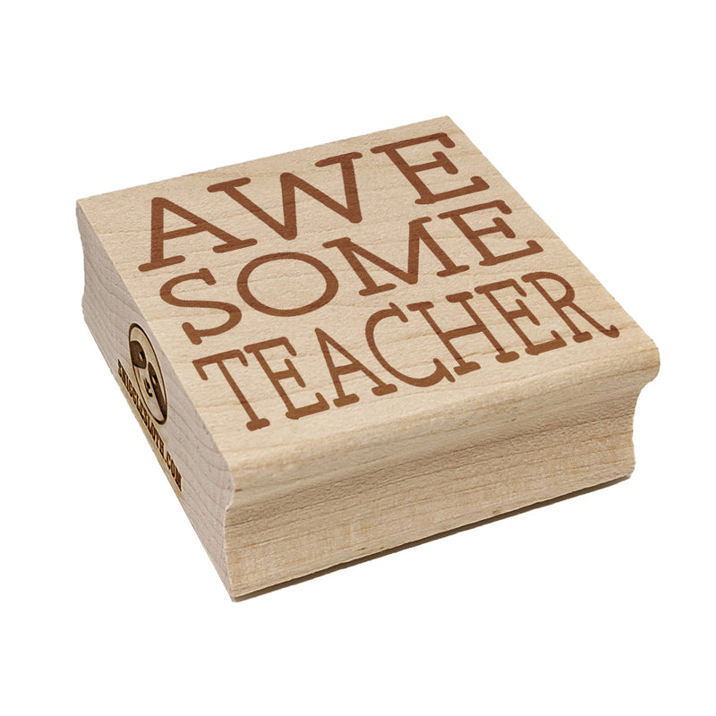 Awesome Teacher Fun Text Square Rubber Stamp for Stamping Crafting