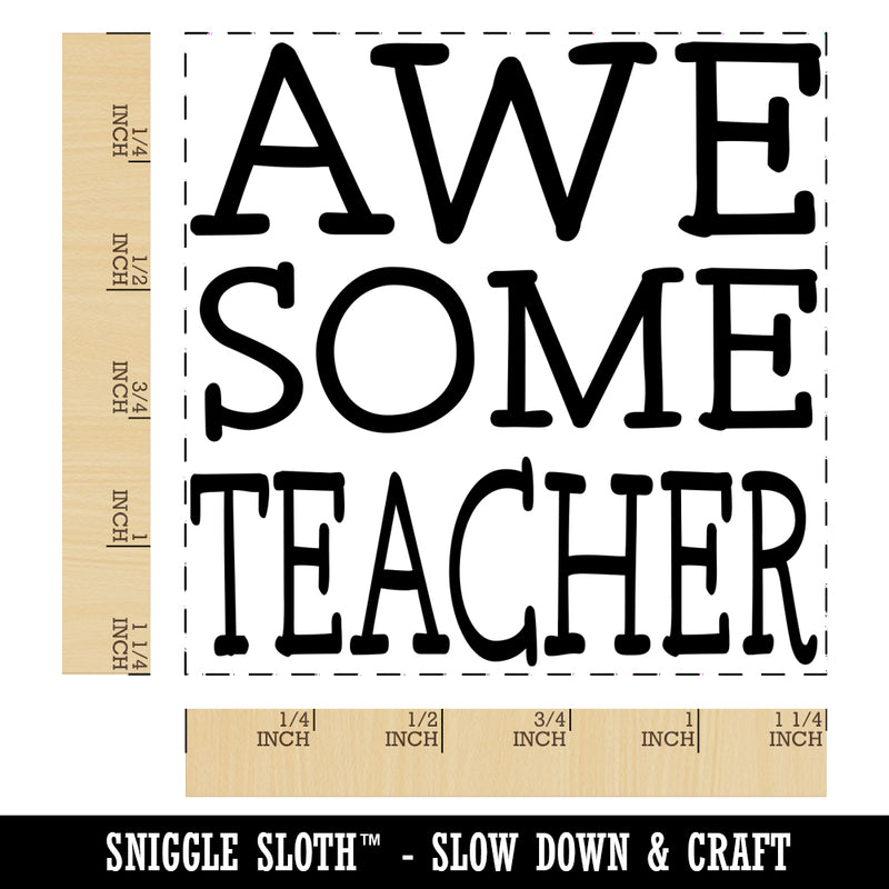 Awesome Teacher Fun Text Square Rubber Stamp for Stamping Crafting