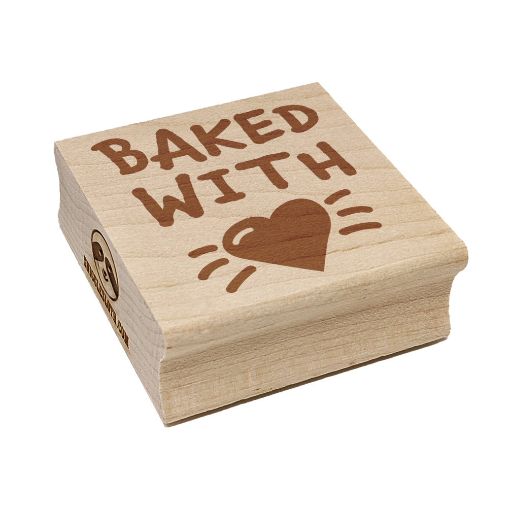 Baked with Love Heart Square Rubber Stamp for Stamping Crafting