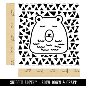 Bear Sleeping Doodle Square Rubber Stamp for Stamping Crafting