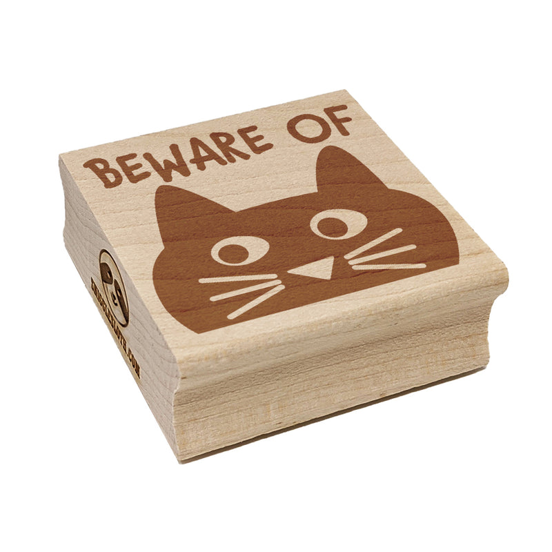 Beware of Cat Funny Doodle Square Rubber Stamp for Stamping Crafting