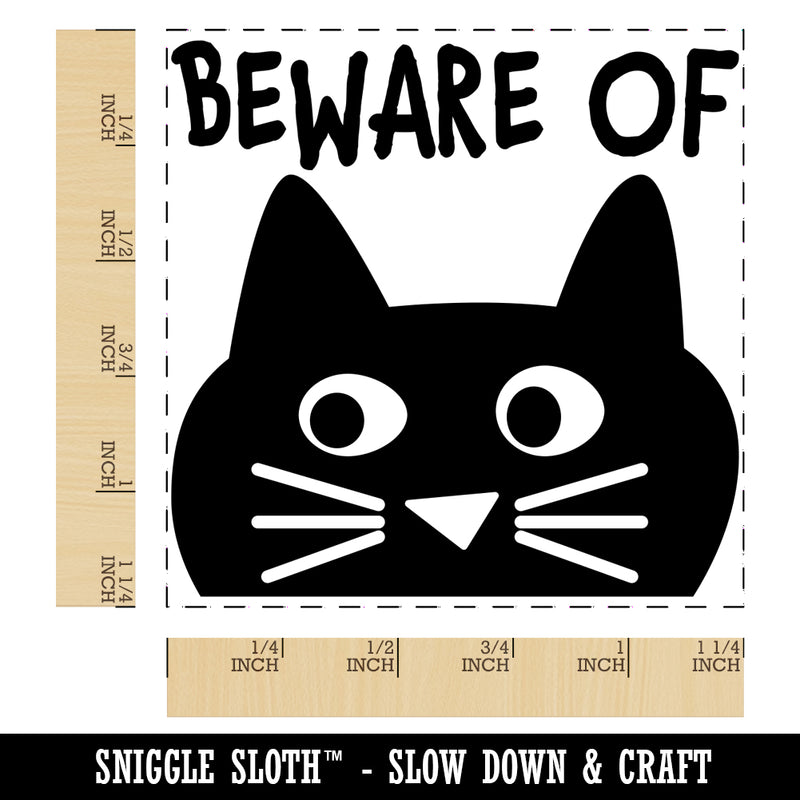 Beware of Cat Funny Doodle Square Rubber Stamp for Stamping Crafting