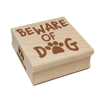 Beware of Dog Paw Print Fun Text Square Rubber Stamp for Stamping Crafting