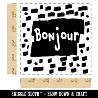 Bonjour Hello French Doodle Square Rubber Stamp for Stamping Crafting