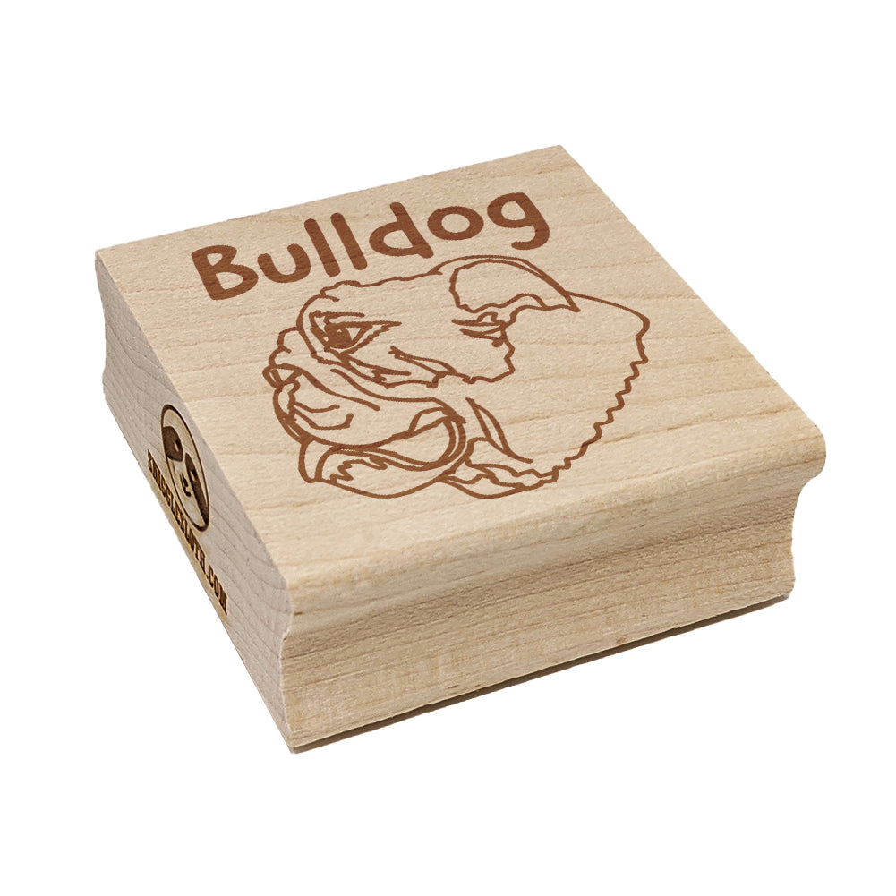 Bulldog Face Profile Sketch Square Rubber Stamp for Stamping Crafting