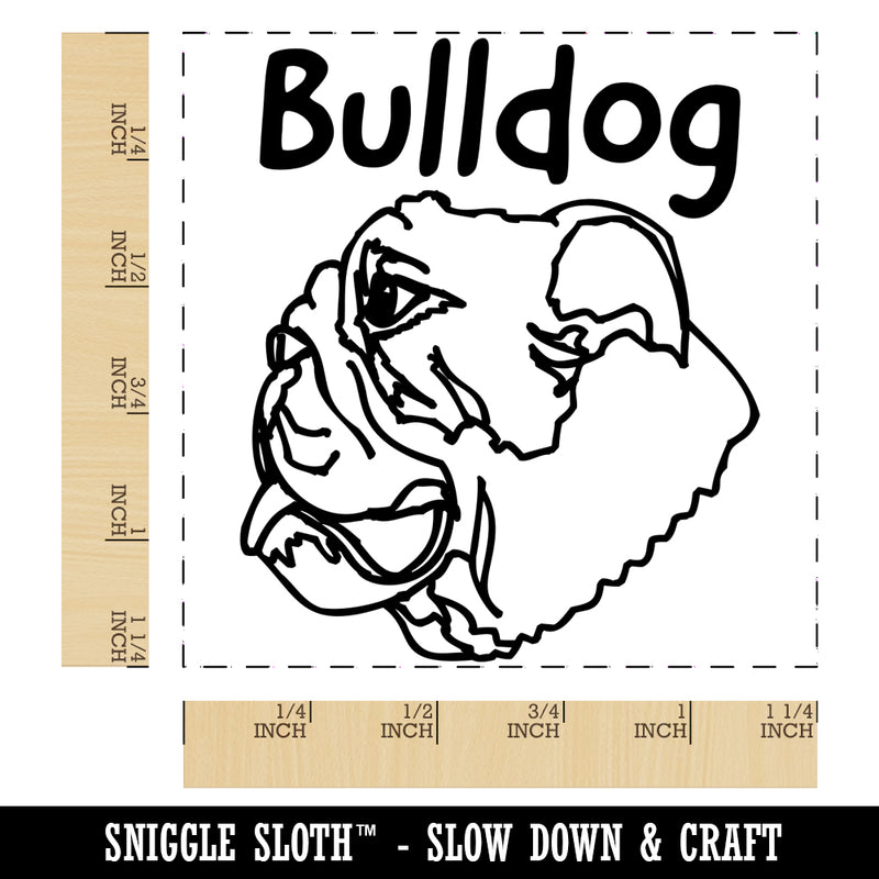 Bulldog Face Profile Sketch Square Rubber Stamp for Stamping Crafting