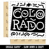 Colorado State with Text Swirls Square Rubber Stamp for Stamping Crafting