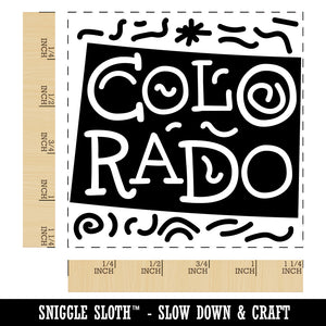 Colorado State with Text Swirls Square Rubber Stamp for Stamping Crafting