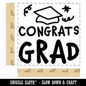 Congrats Grad Graduate Congratulations Square Rubber Stamp for Stamping Crafting