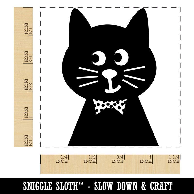 Fancy Cat with Bow Tie Square Rubber Stamp for Stamping Crafting